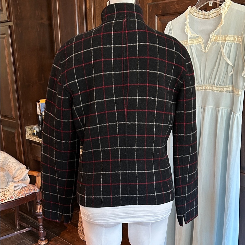 Charter Club Sz L Plaid Wool Blend Women's Zip Front Jacket GUC - Picture 2 of 5